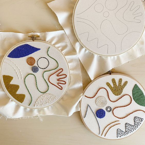 geometric embroidery hoop design
