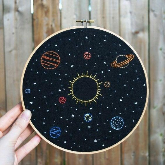 celestial embroidery hoop design
