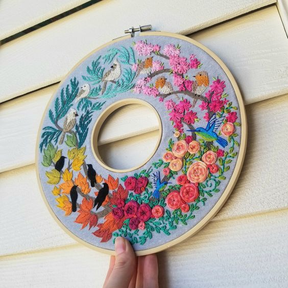 colorful embroidery hoop design