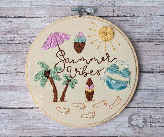 summer embroidery hoop design