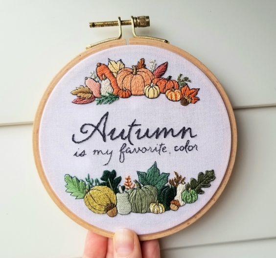 autumn embroidery hoop design