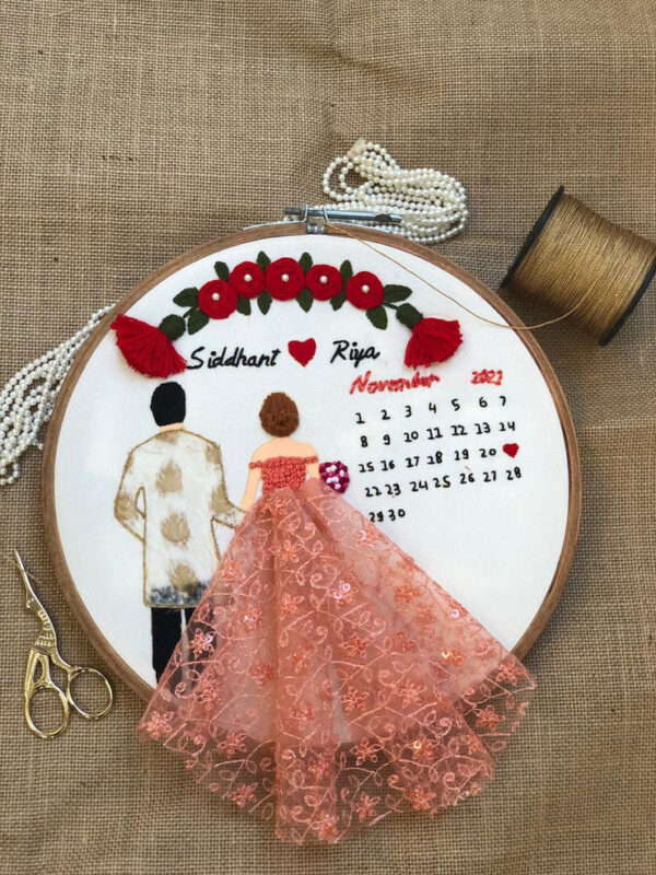 Customized Bride and Groom Embroidery Hoop