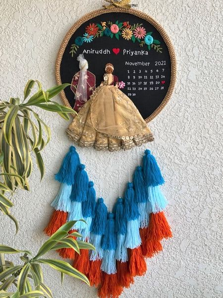 Customized hoop embroidery couple With Tassel [ Free Delivery ]