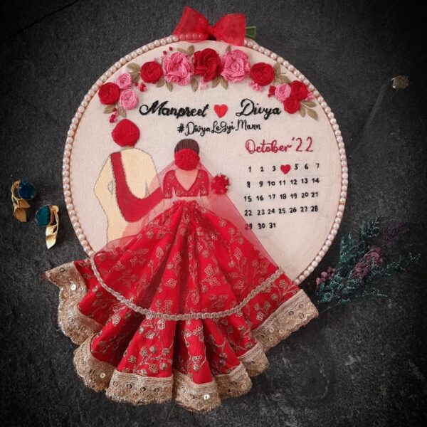 Customized Bride and Groom Embroidery Hoop